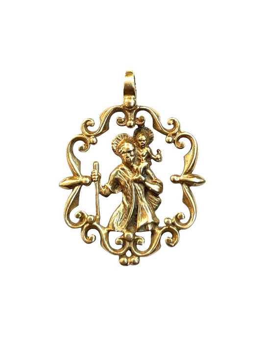9ct vintage large St christopher pendant circa 1976 6.64g