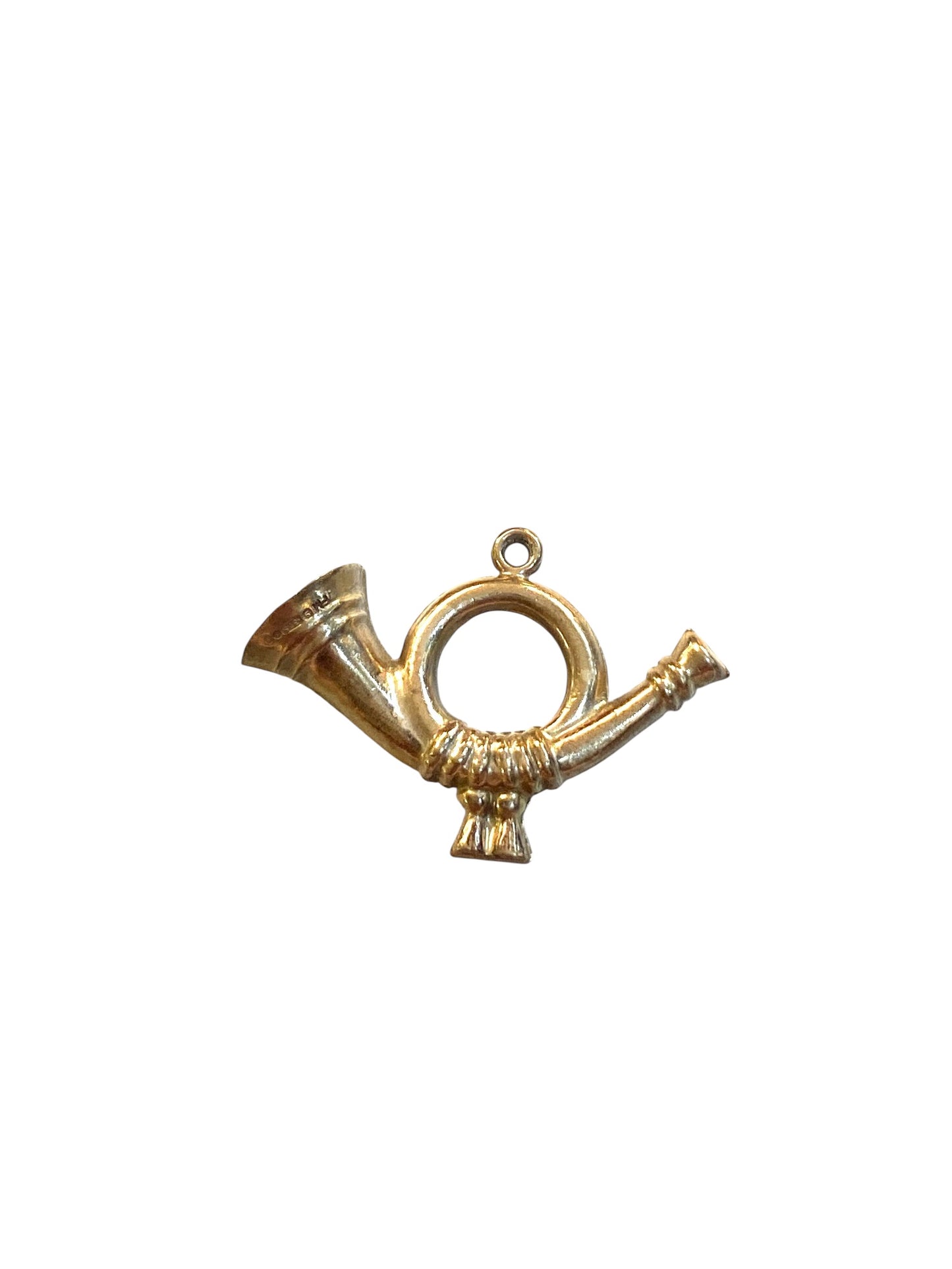 9ct vintage french hunting horn / bugle charm circa 1973