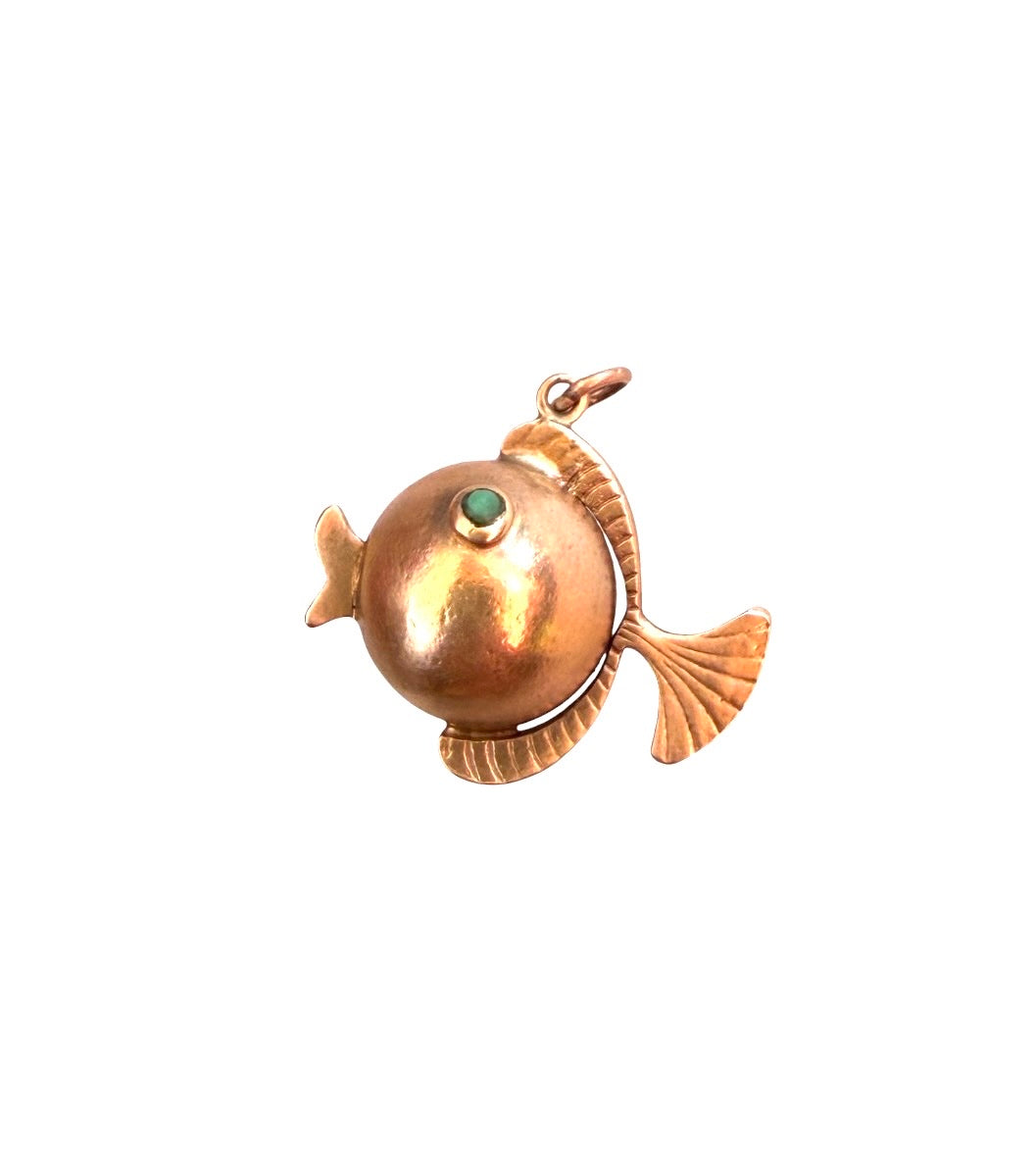 9ct vintage puffer fish charm circa 1962 maker LJ 3.9G