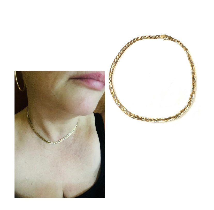 14ct vintage gold three colour gold chain 16 inches 14.7g