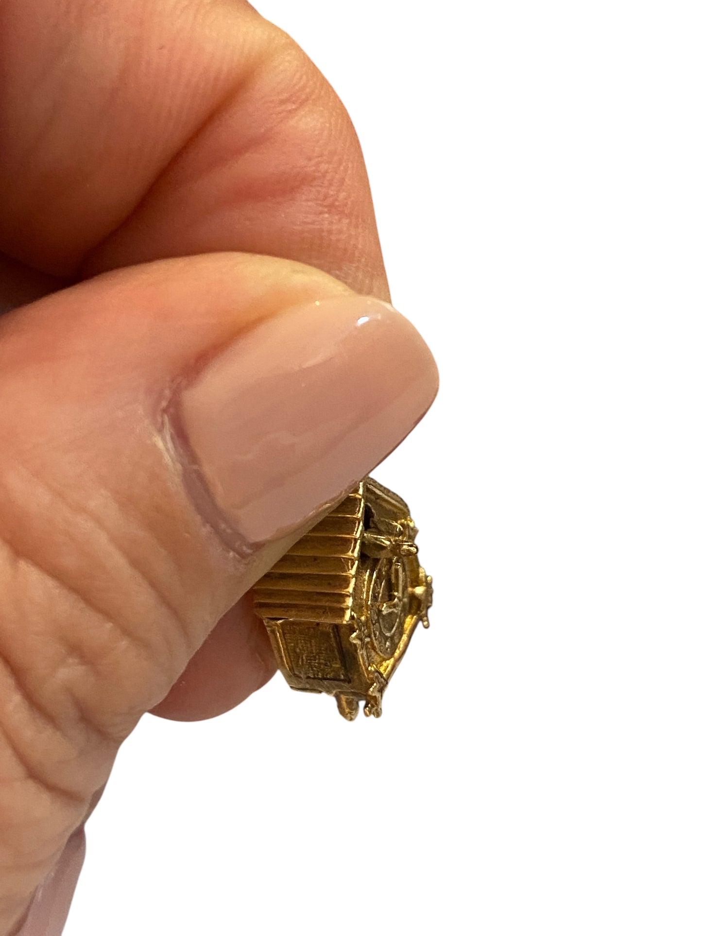 9ct vintage cuckoo clock charm, articulated circa 1967