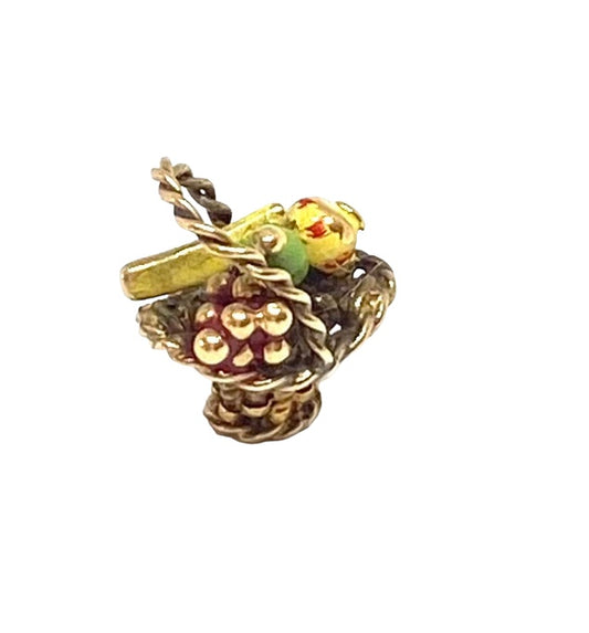 9ct vintage basket of fruit charm