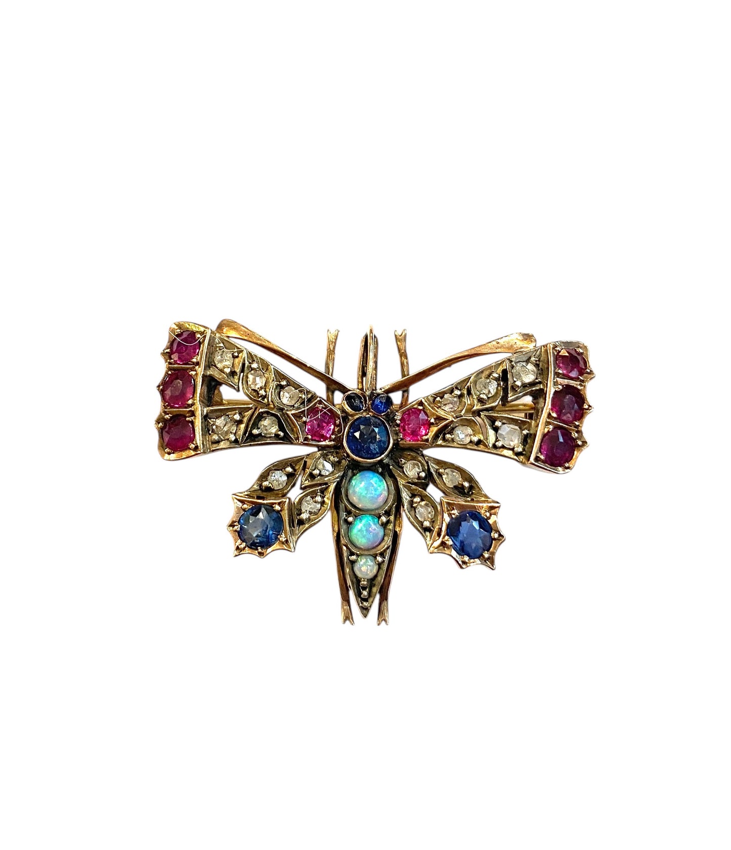 9ct vintage butterfly brooch with rose cut diamonds