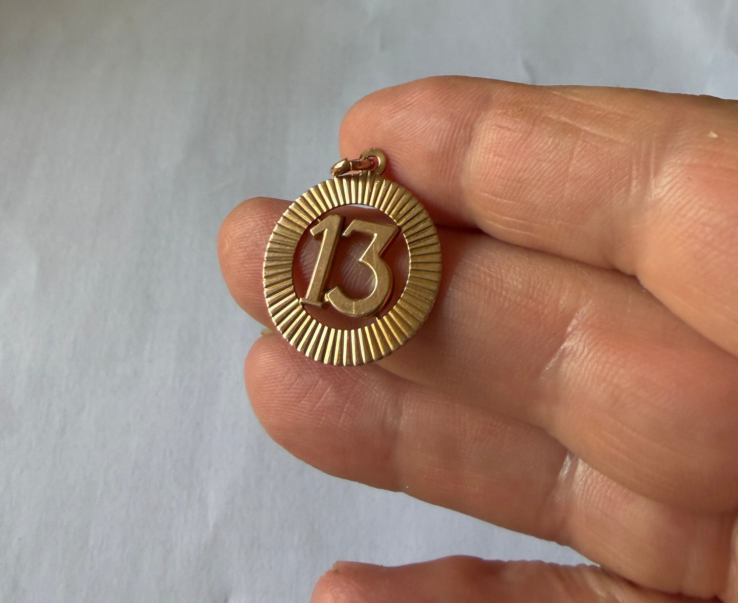 9ct vintage number 13 charm / pendant circa 1963 1.8g