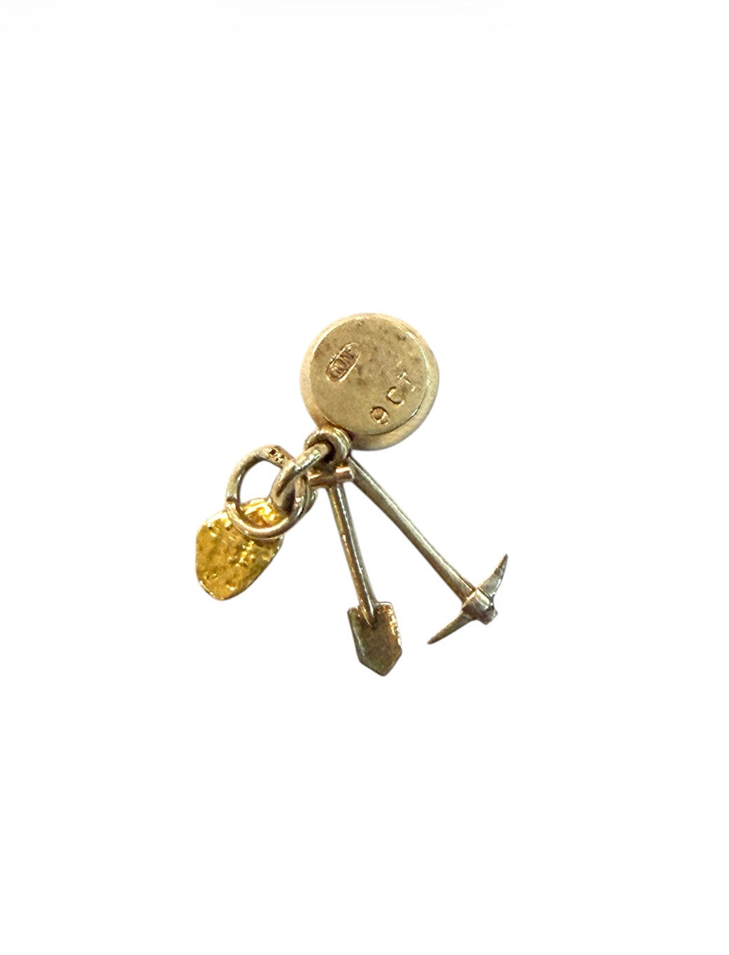 9ct vintage gold digger charm pendant 1.27g