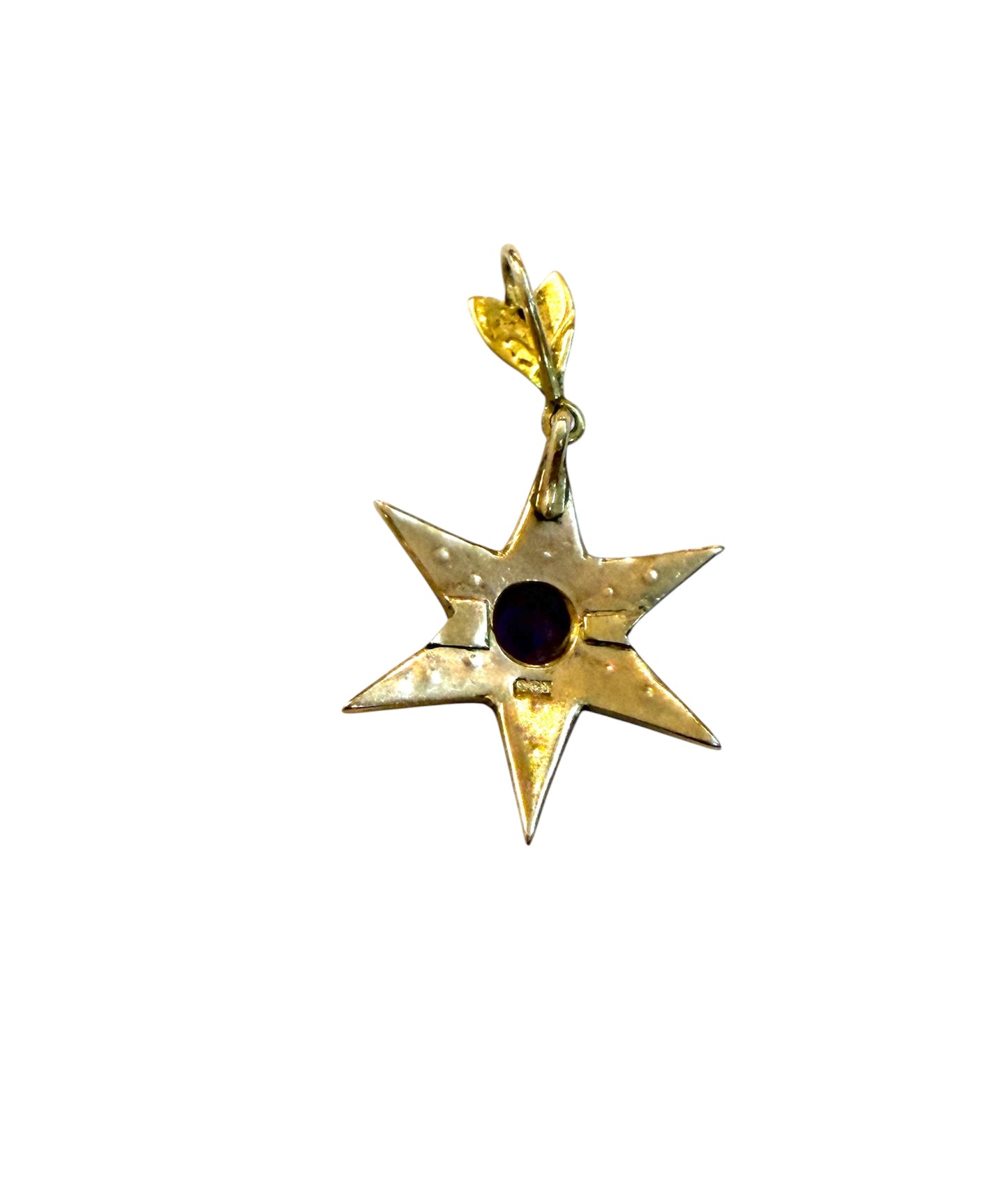 9ct vintage star pendant , with pearls and a central amethyst 3.05g