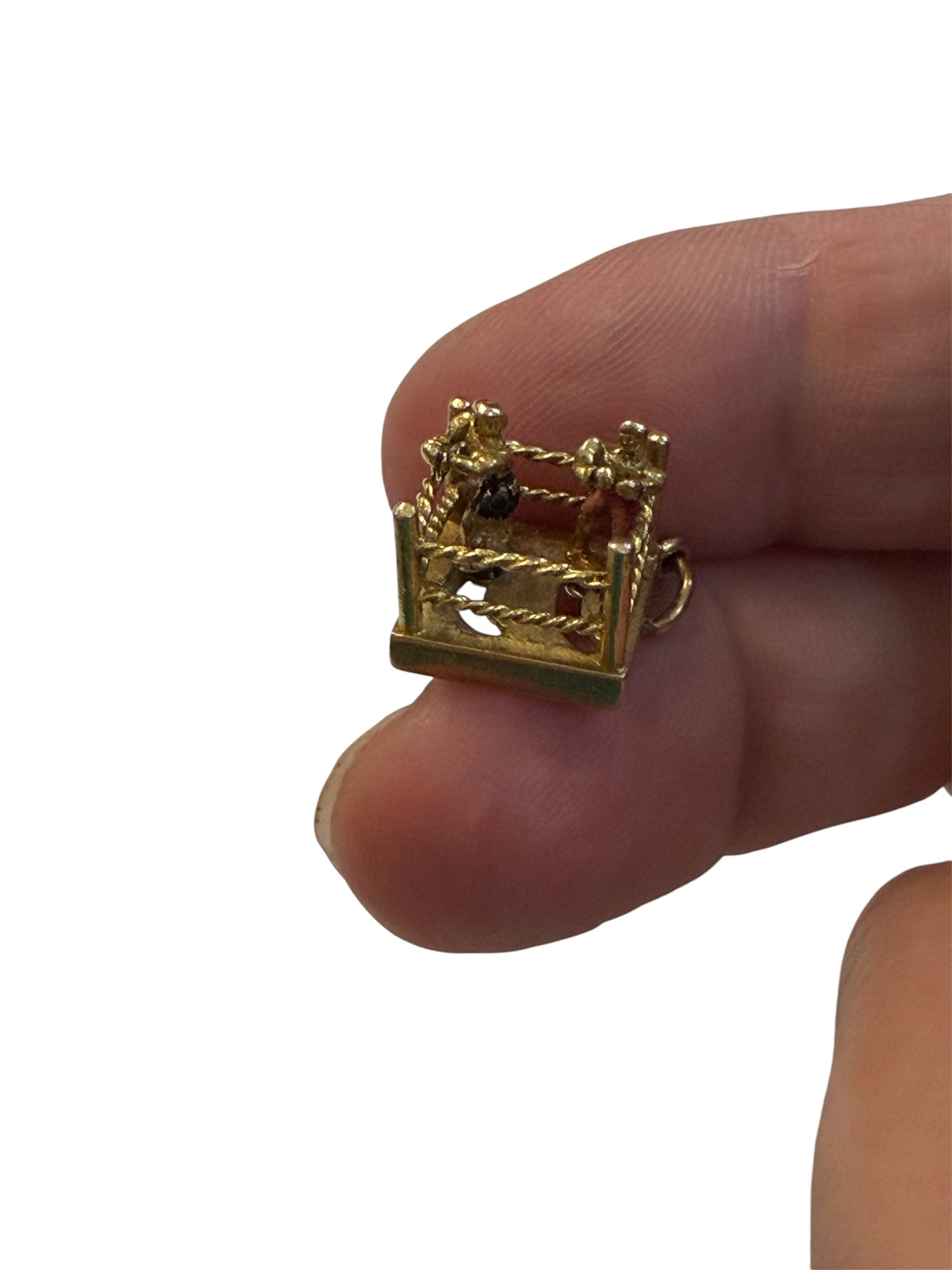 9ct vintage boxers in ring charm / pendant articulated. circa 1956 by Georg jensen 2.8g