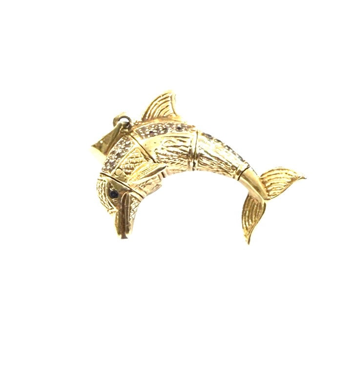 9ct vintage dolphin charm - pendant large 8.5g