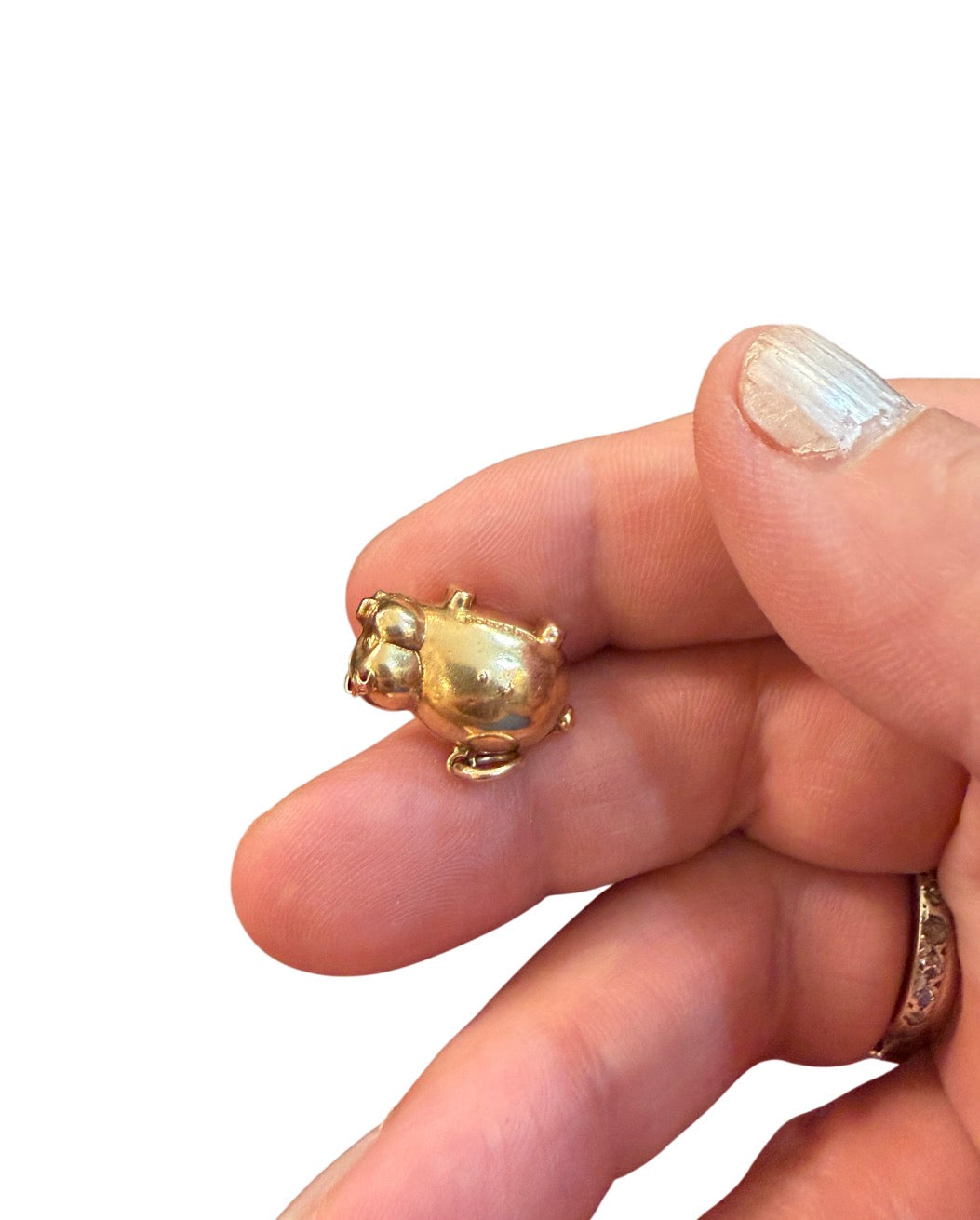 9ct vintage pig charm, circa 1979 by WHC 1.48g Hollow.