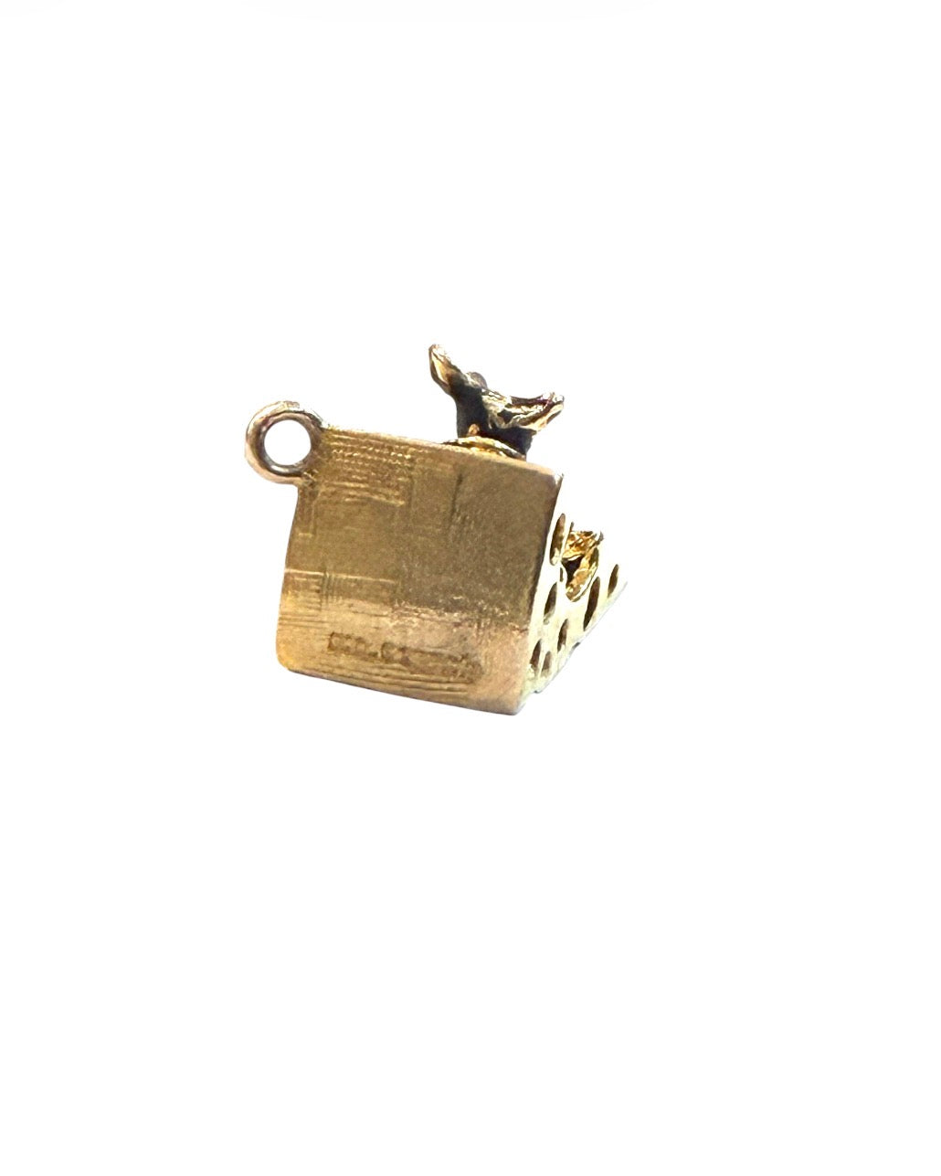 9ct vintage mouse and cheese charm circa 1969