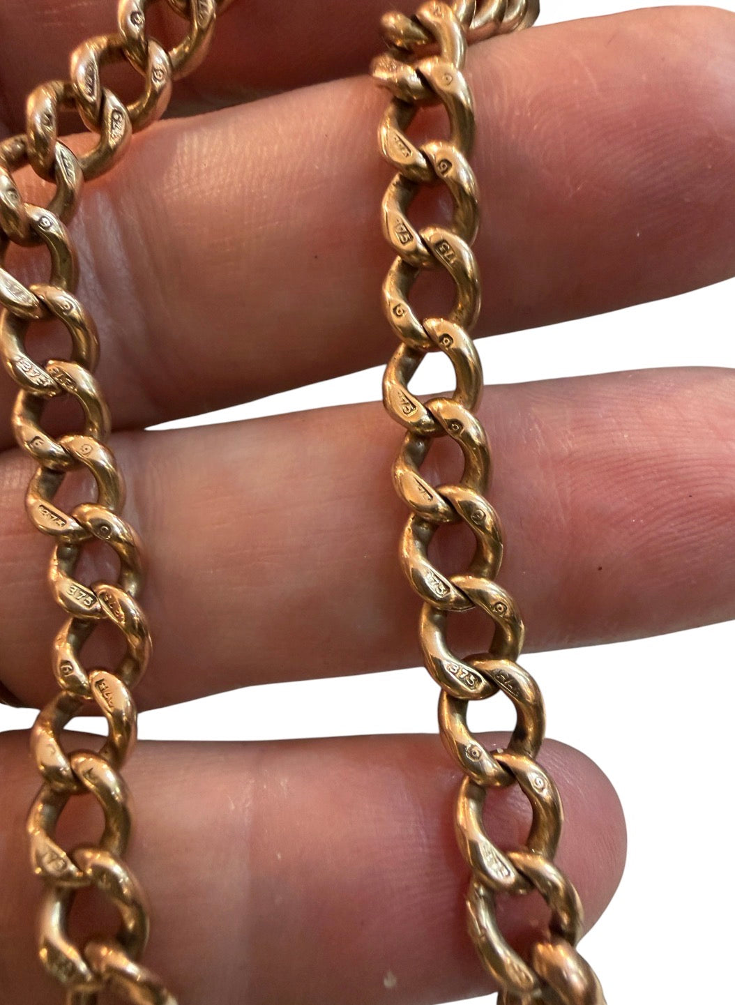 9ct antique rose gold charm bracelet 14.50g curb link