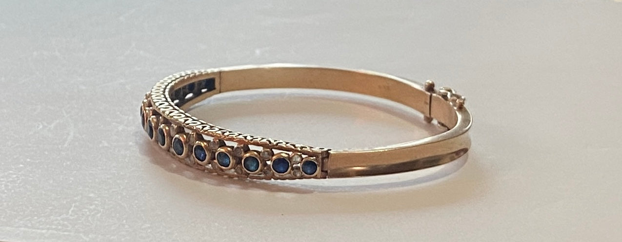 9ct 375 vintage gold sapphire and diamond bracelet circa 1974