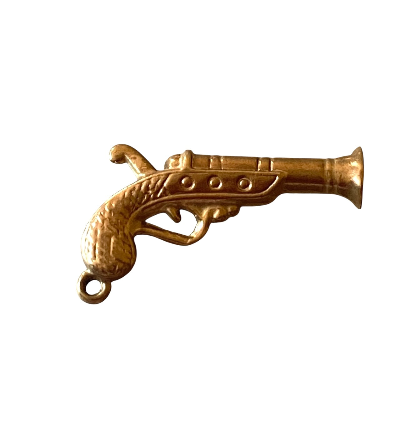 9ct vintage flintlock gun charm / pendant, maker FM