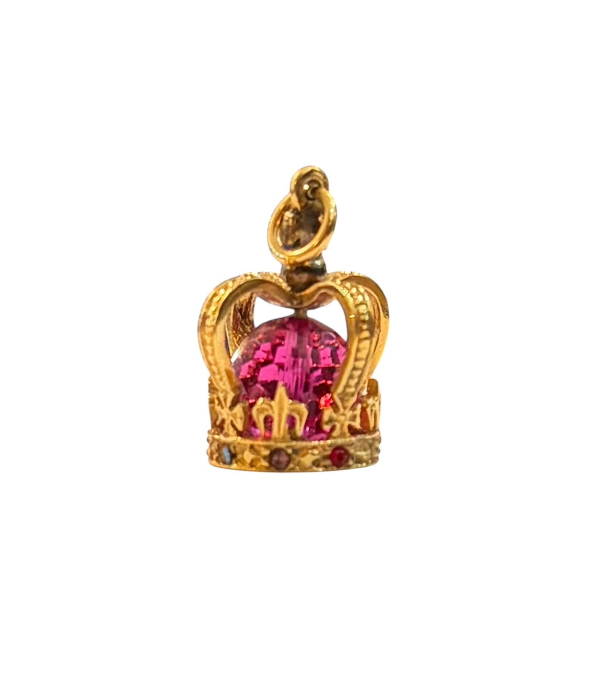 9ct vintage crown with glass stones maker AJL 5.04g