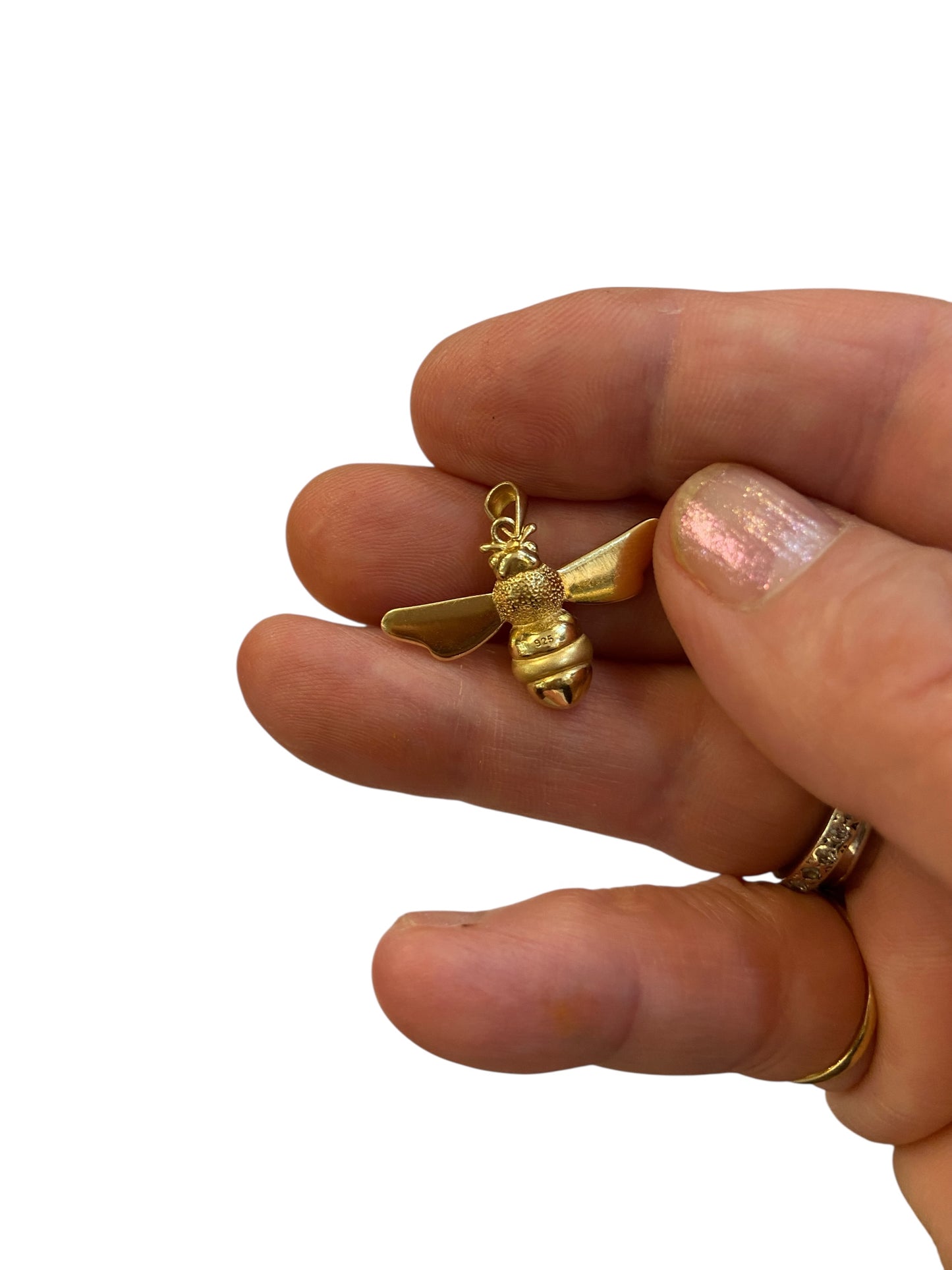 pre owned silver gilt 925 bee pendant