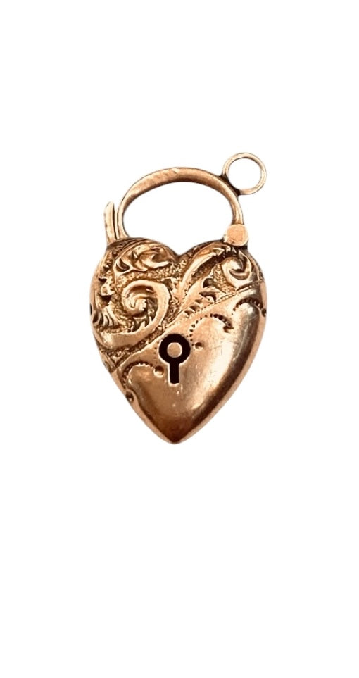 9ct antique rose gold padlock charm, circa 1920s