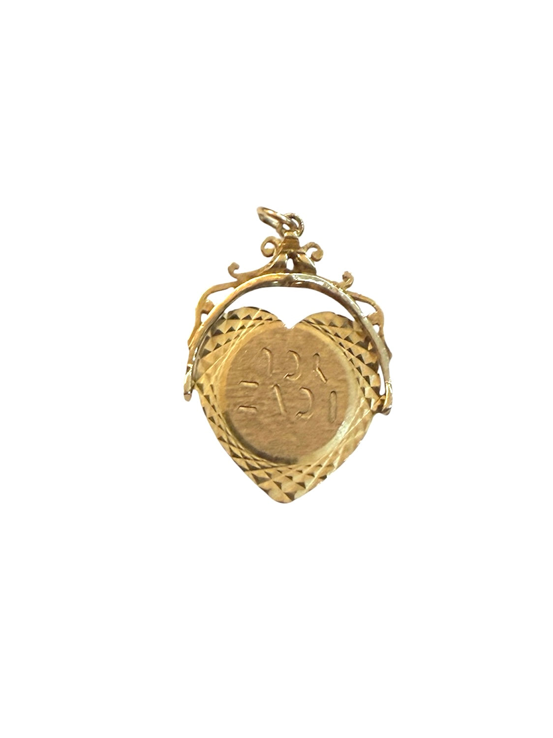 9ct vintage large 'I love you spinner' charm -pendant circa 1978 maker FM 2.7g