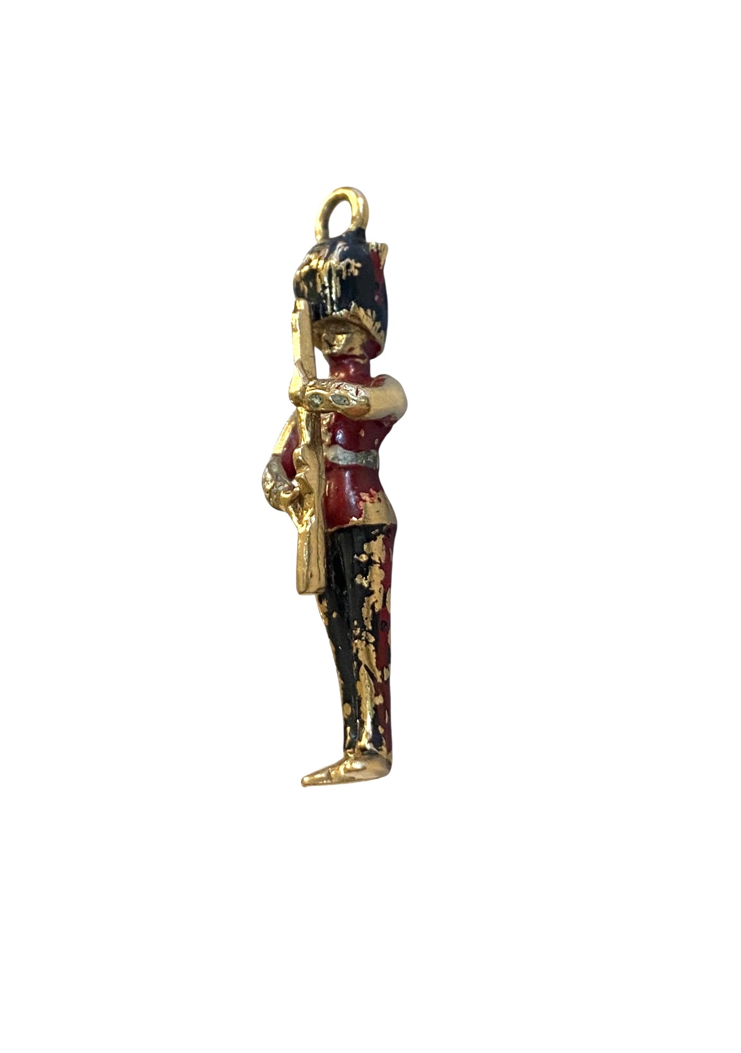 9ct vintage queens soldier charm. enamelled. circa 1972 maker Fm