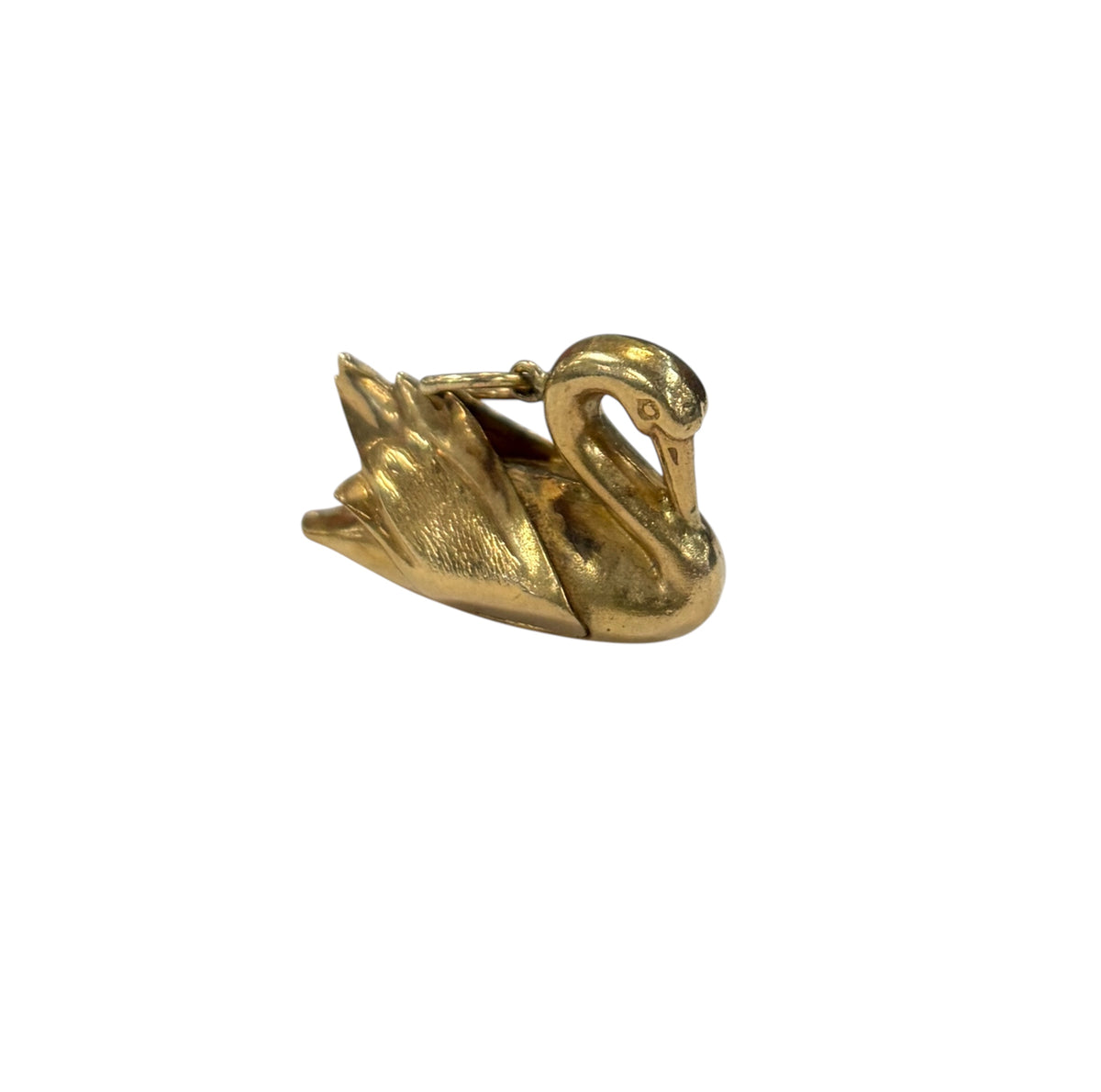 9ct vintage swan charm, large hollow