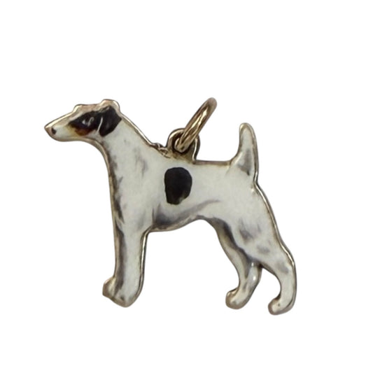9ct vintage fox terrier charm circa 1030s enamelled
