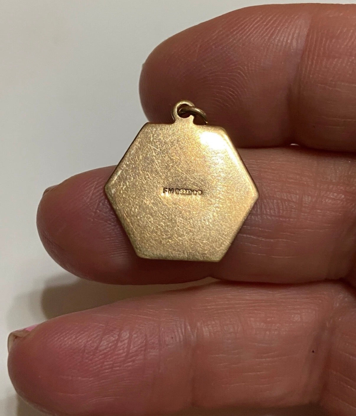 9ct vintage hexagonal st christopher charm - pendant circa 1973