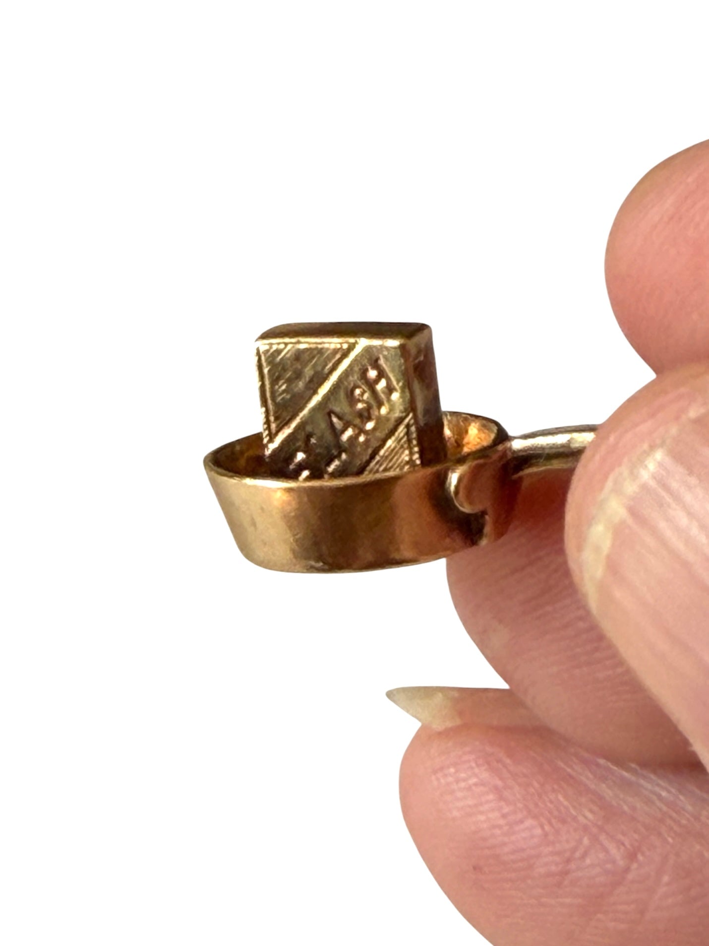 9ct vintage 'flash in the pan' charm rare. charms circa 1969 4.21g