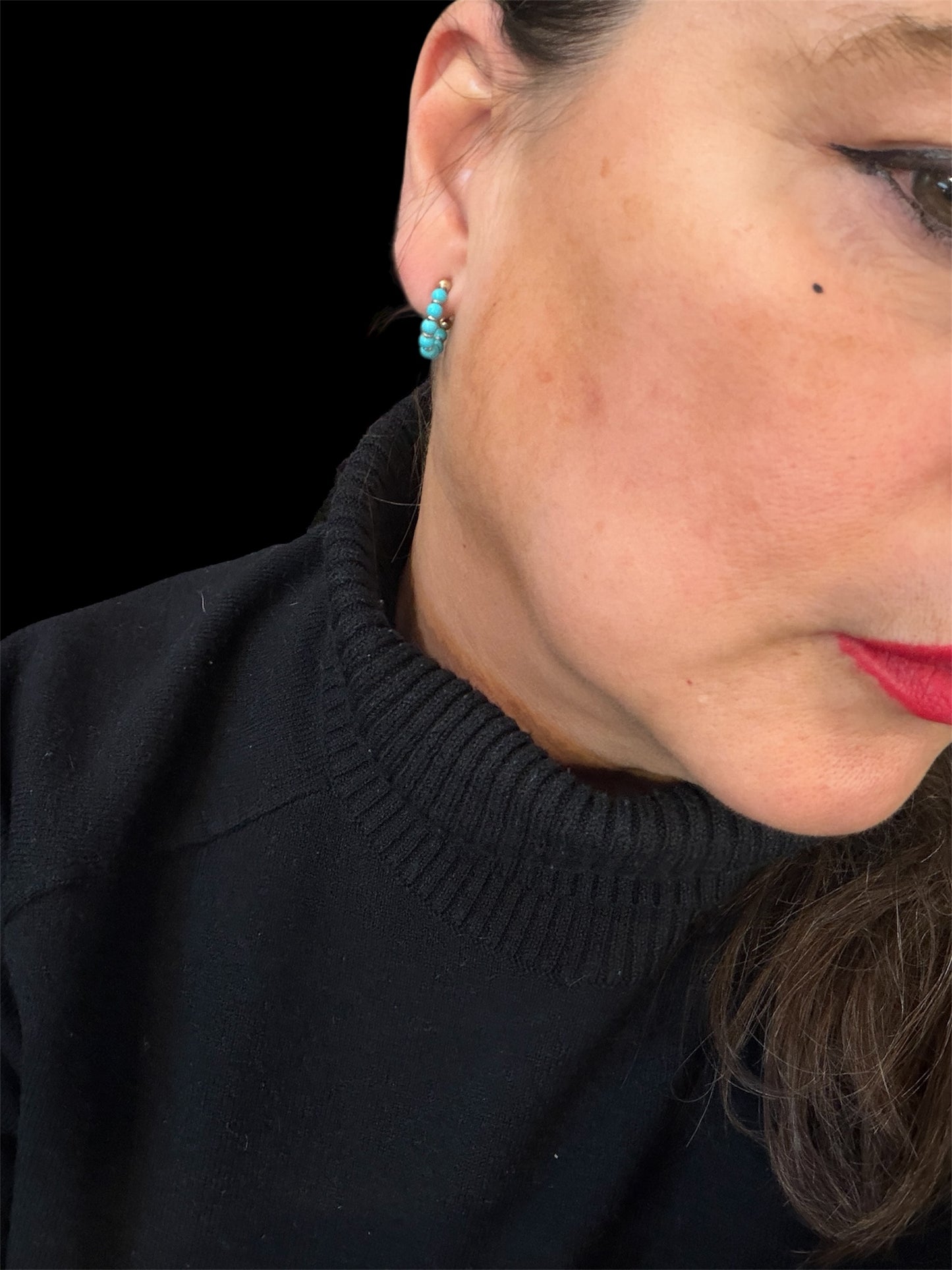 9ct vin tage turquoise hoop earrings circa 1980s