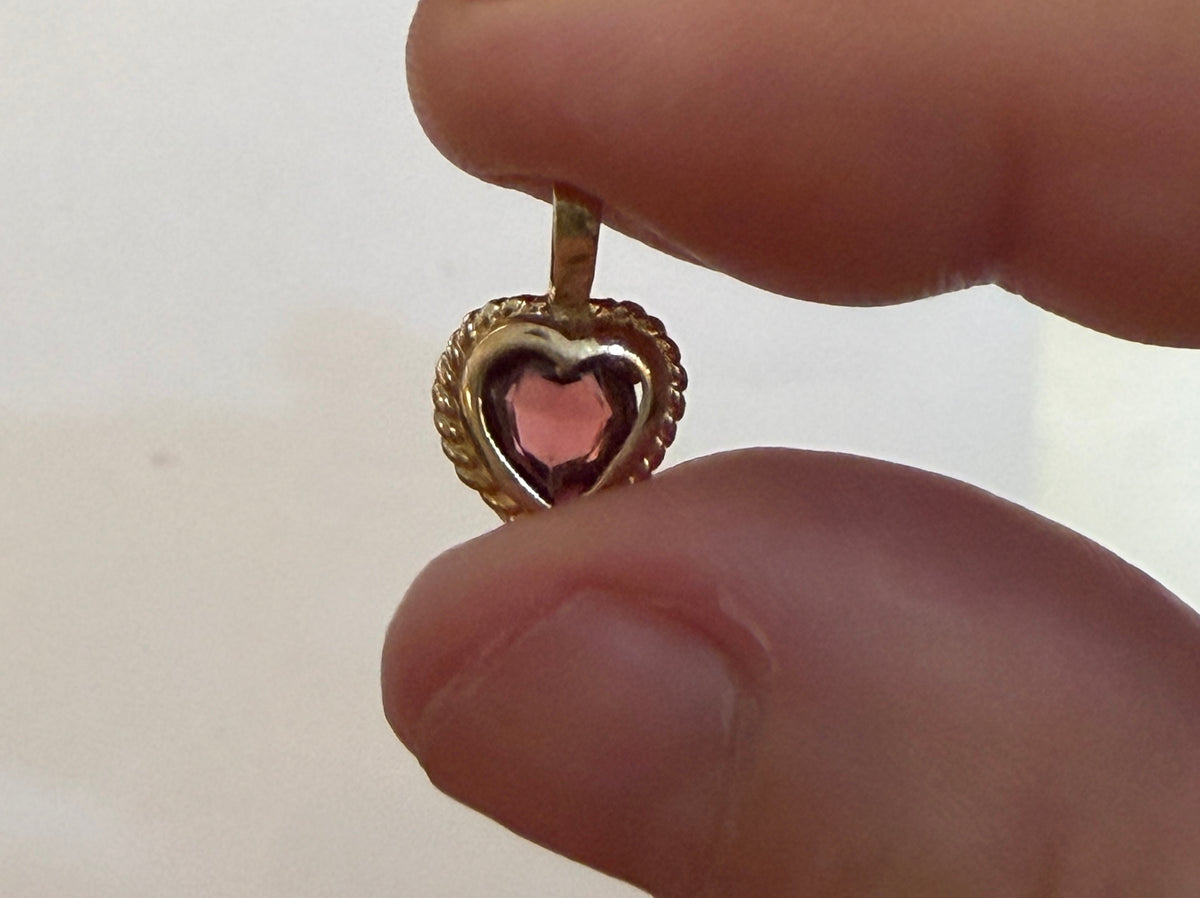 9ct vintage garnet heart charm / pendant circa 1970 by Georg Jensen
