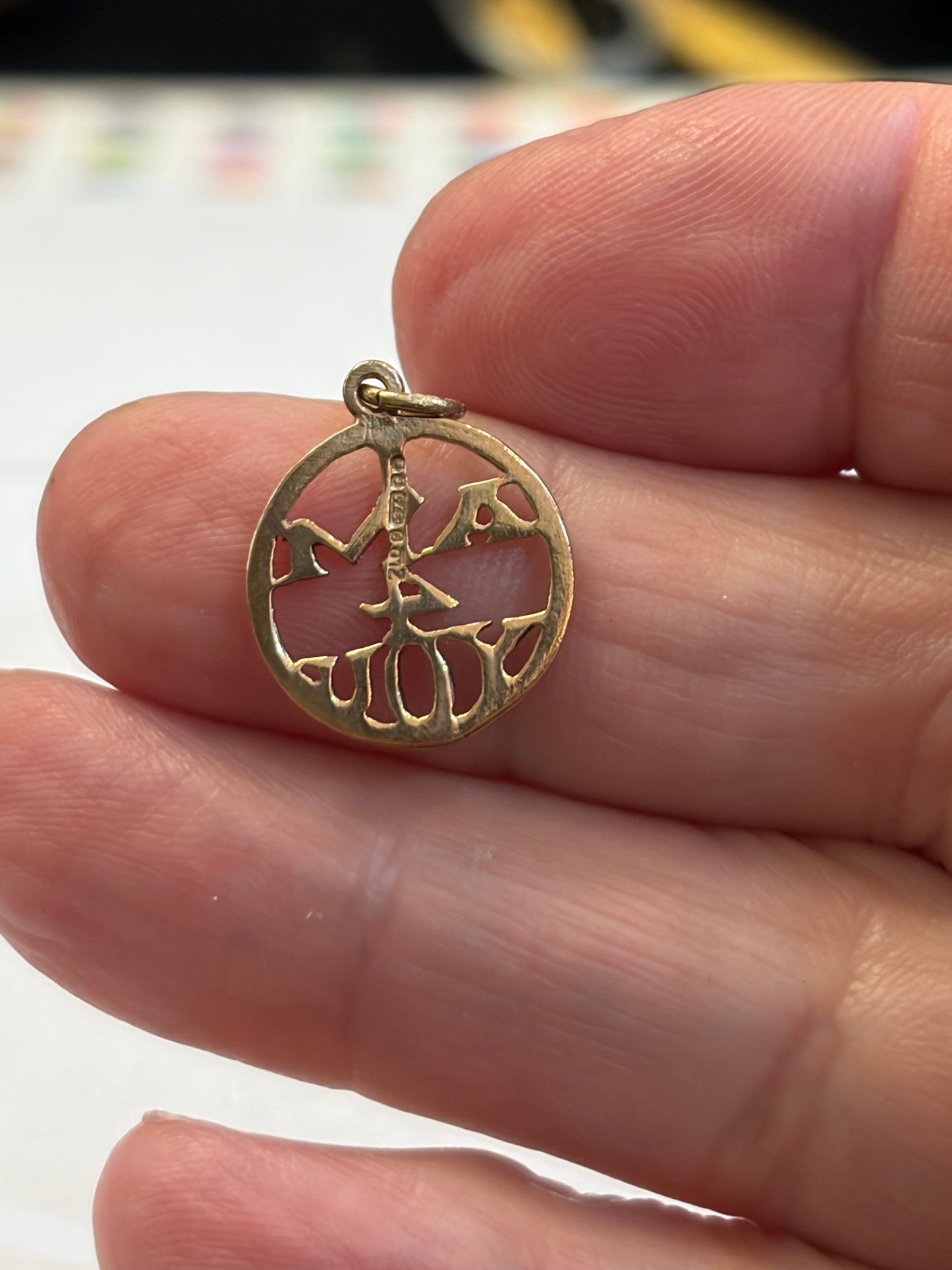 9ct vintage I am for you charm, circa 1973 London
