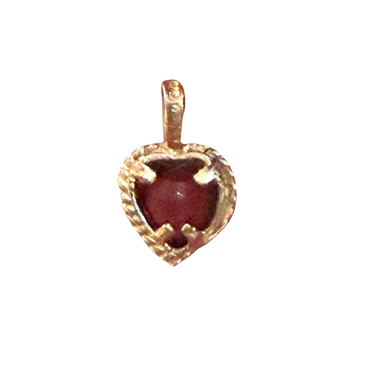 9ct vintage garnet heart charm / pendant circa 1970 by Georg Jensen