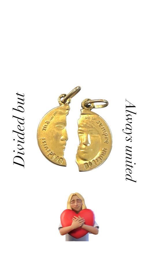 9ct vintage coin dividi ma sempre uniti, divided but always united.