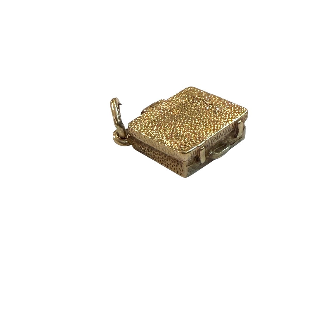 9ct vintage brief case charm with a jewel inside 2.9g