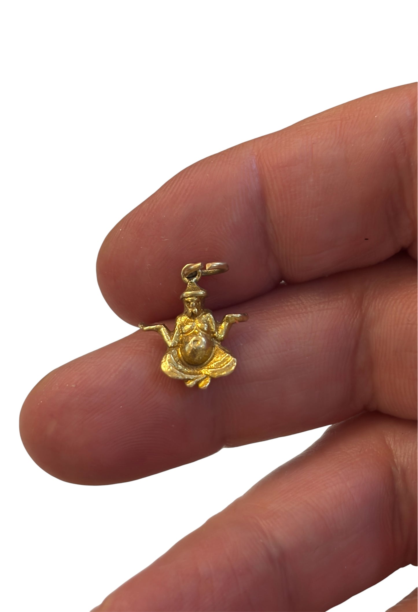 9ct vintage buddha charm in Mudra position, 2.4g 3D