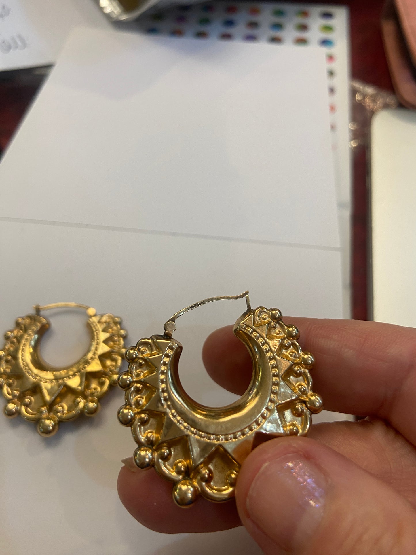 9ct vintage / pre owned creole style earring hoops 5.3g