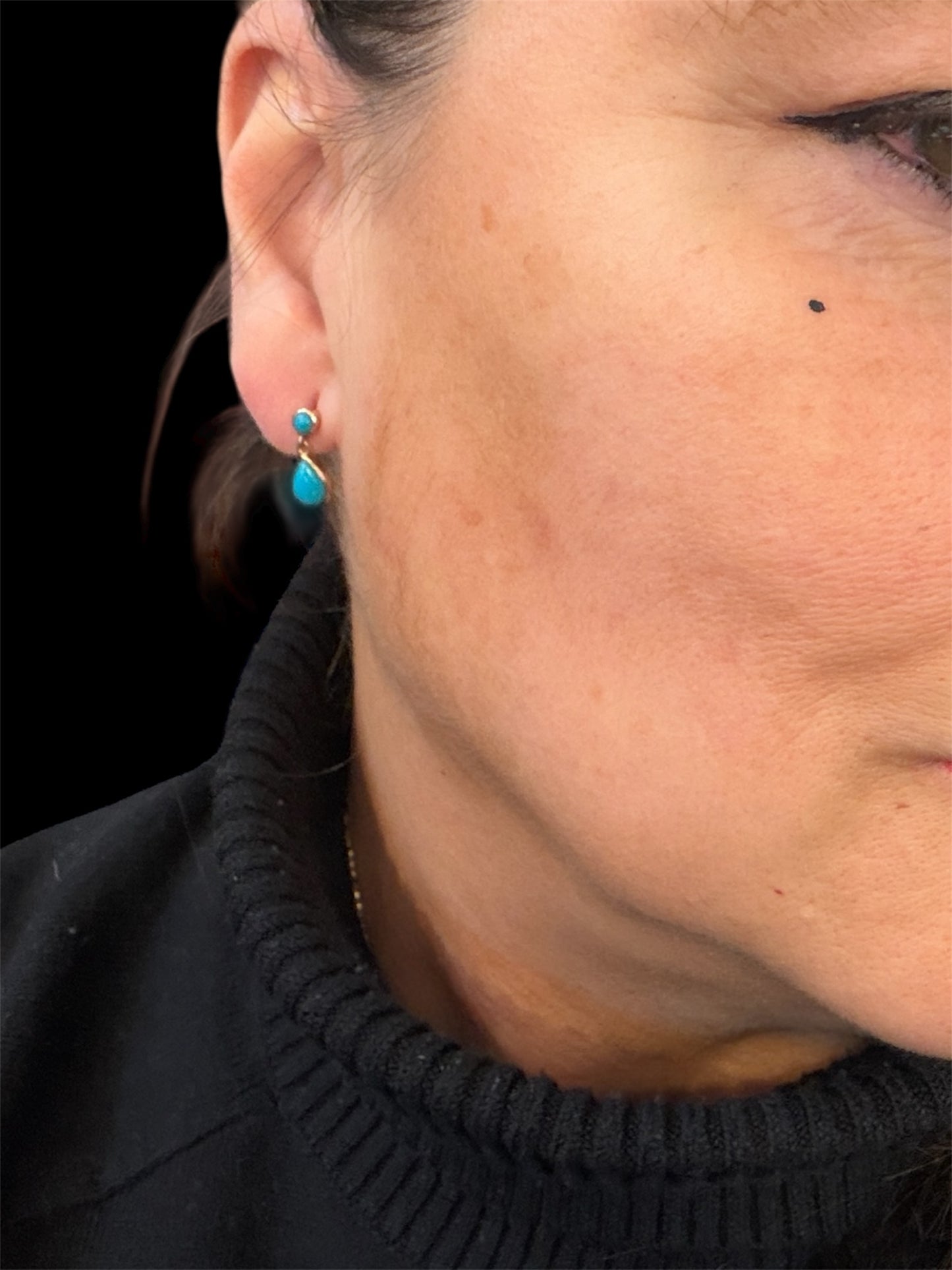 9ct vintage turquoise drop earrings . small