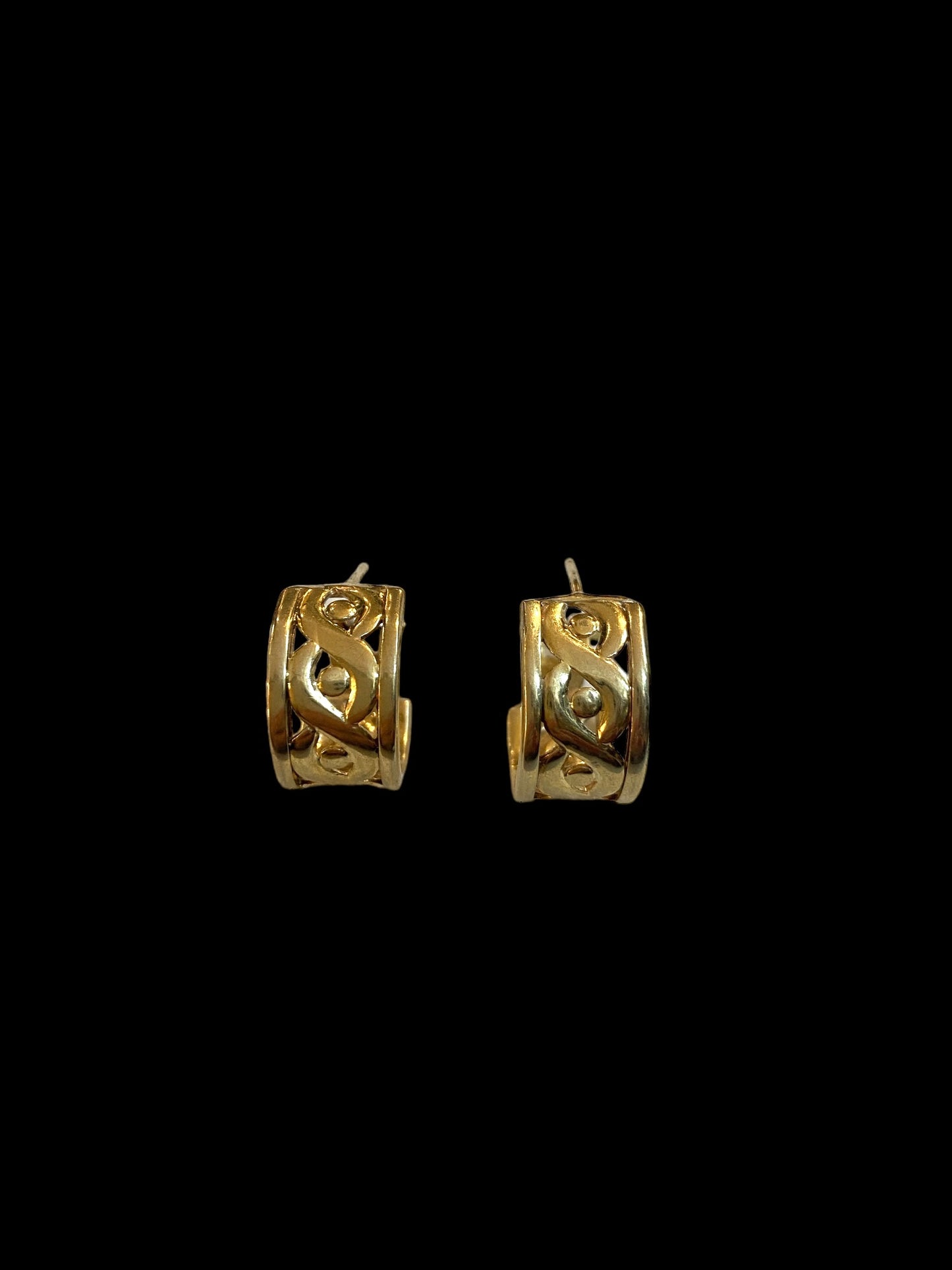 9ct vintage ornate hoop earrings 8.1g