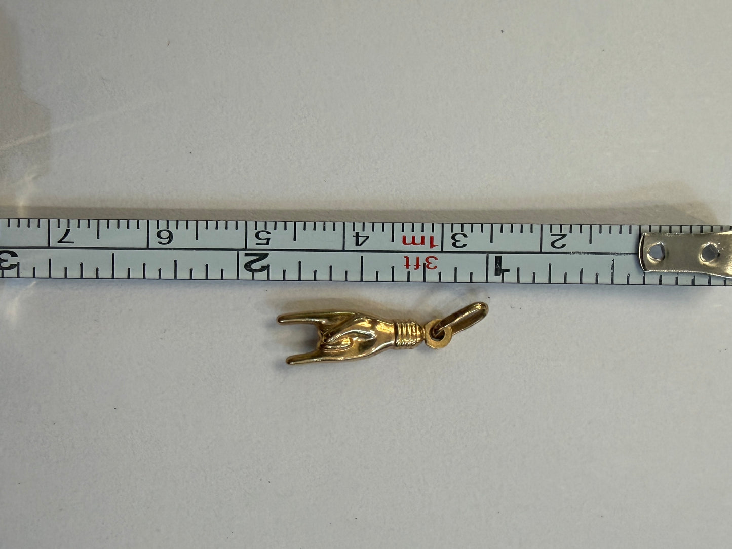 9ct figa hand charm, mano cornuto charm,