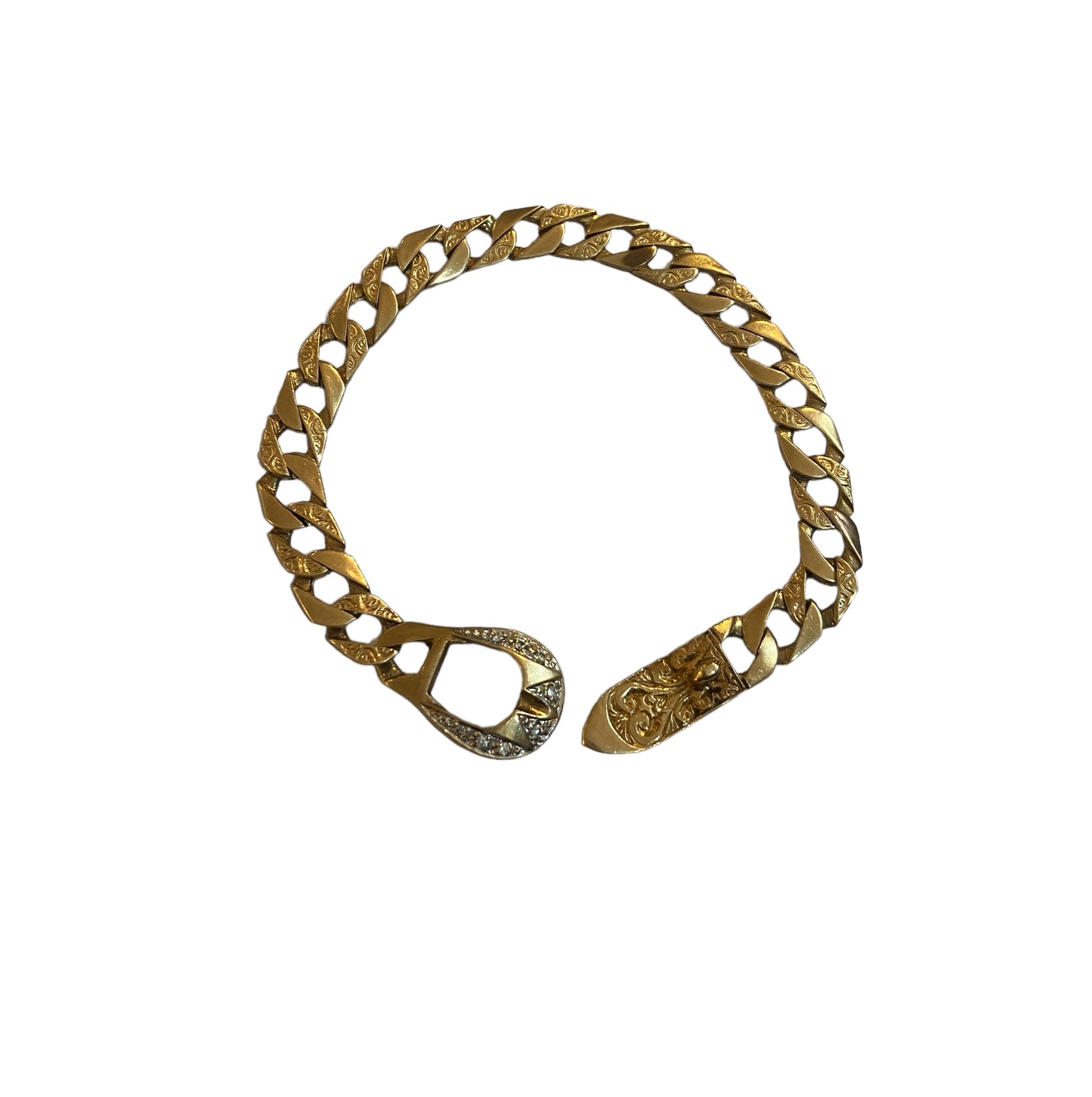 9ct vintage flat curb link unisex bracelet 19mm