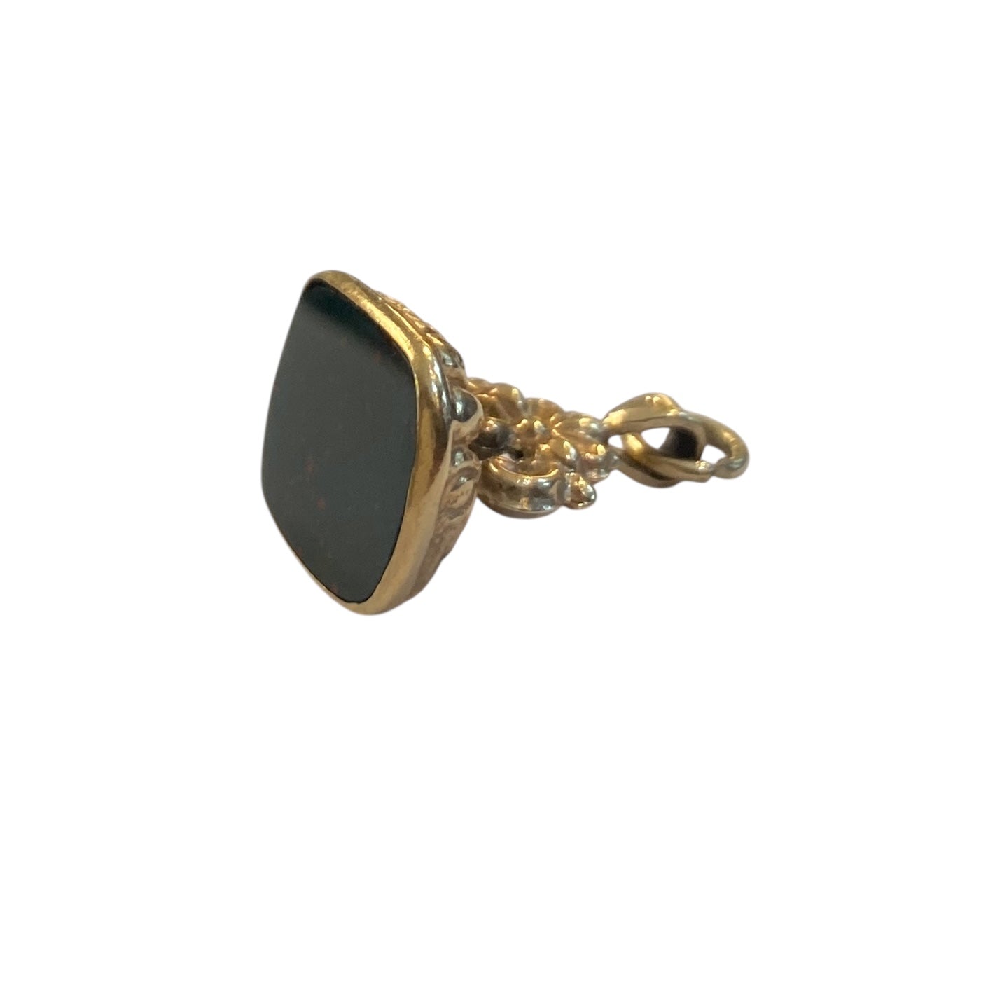 9ct vintage fob charm / pendant circa 1963 with a blood stone