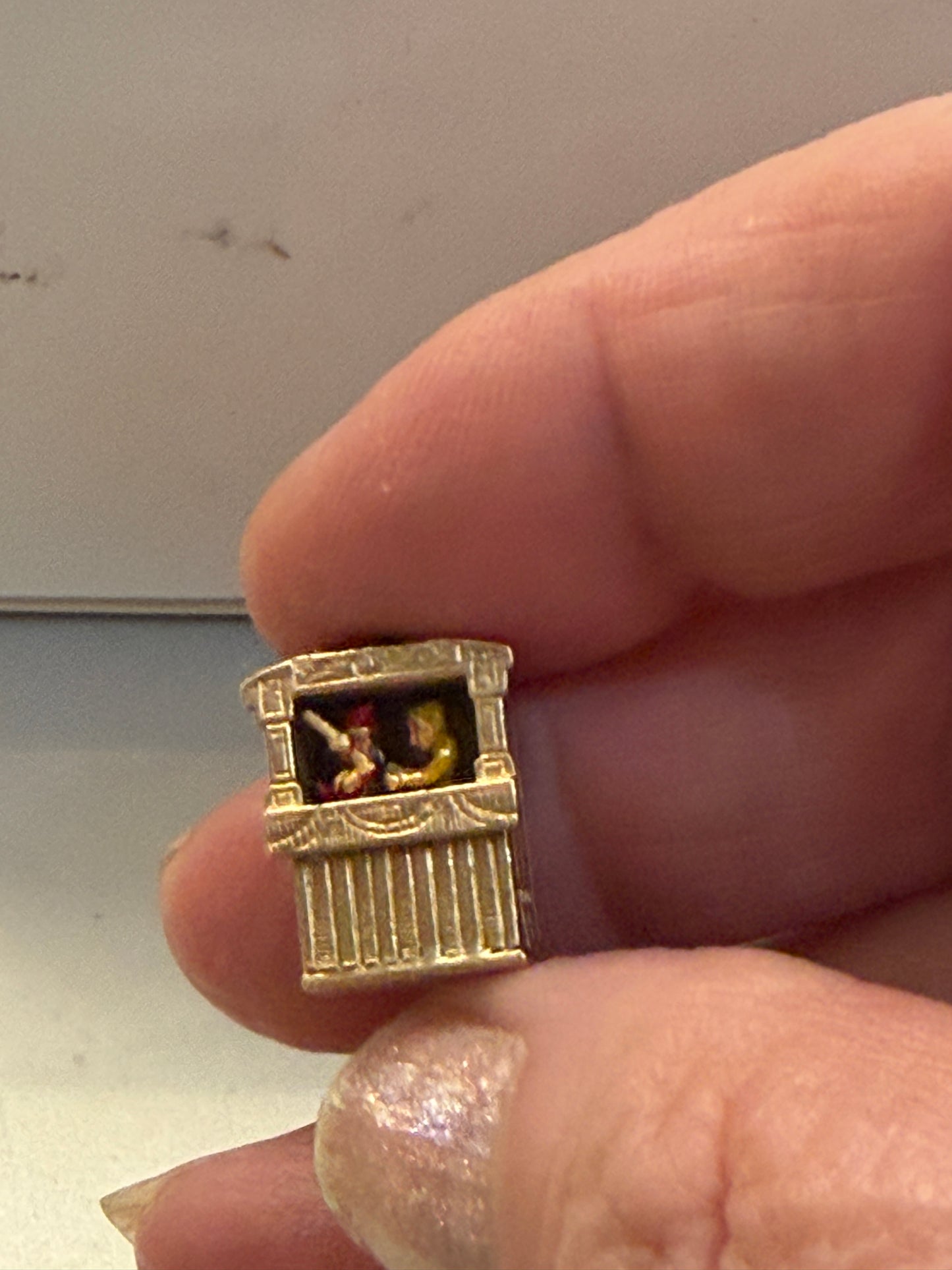 9ct vintage punch and judy charm, articulated charm circa 1959