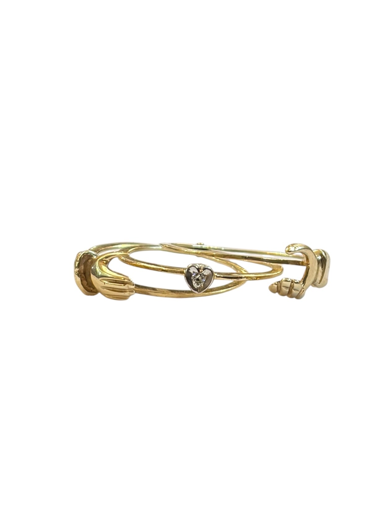 9ct pre owned fede gimmel ring with diamond heart ring size S 3.7g