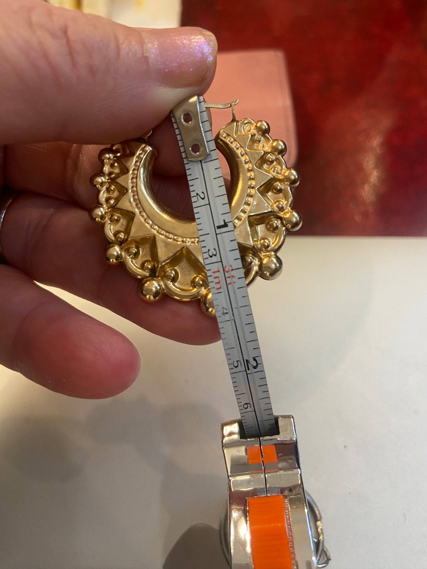 9ct vintage / pre owned creole style earring hoops 5.3g