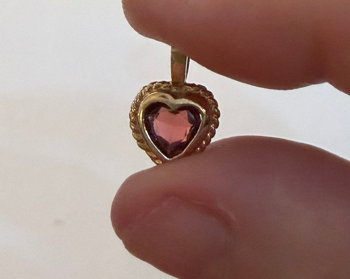 9ct vintage garnet heart charm / pendant circa 1970 by Georg Jensen