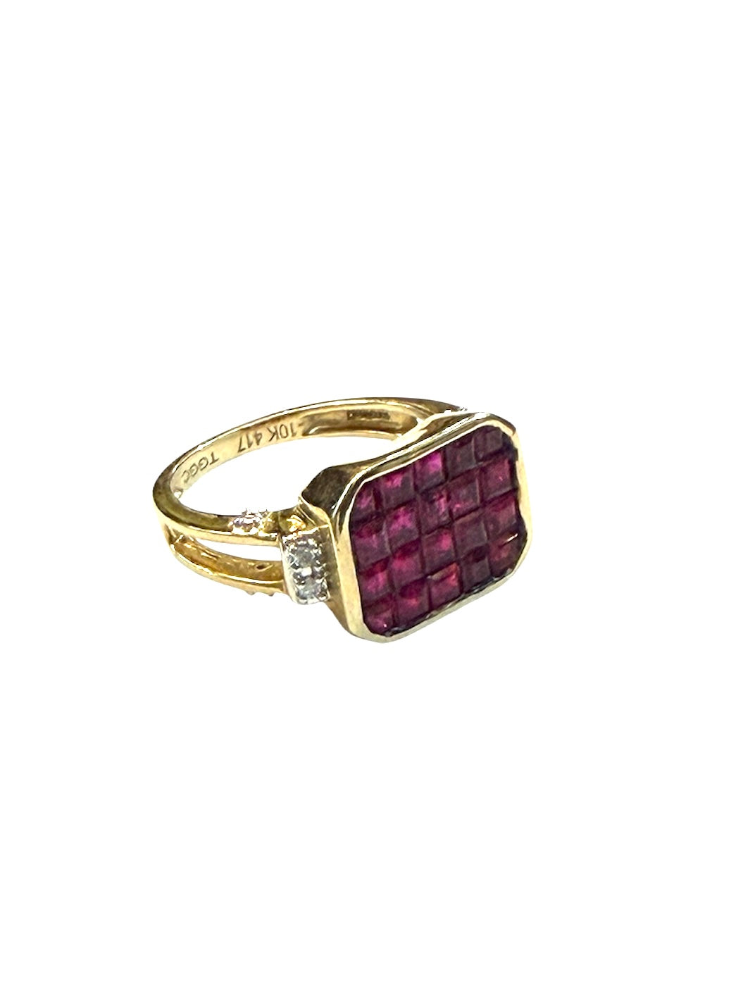 9ct pre owned ruby and diamond ring size L 1/2