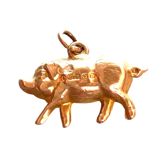 9ct vintage pig charm circa 1950s Hollow