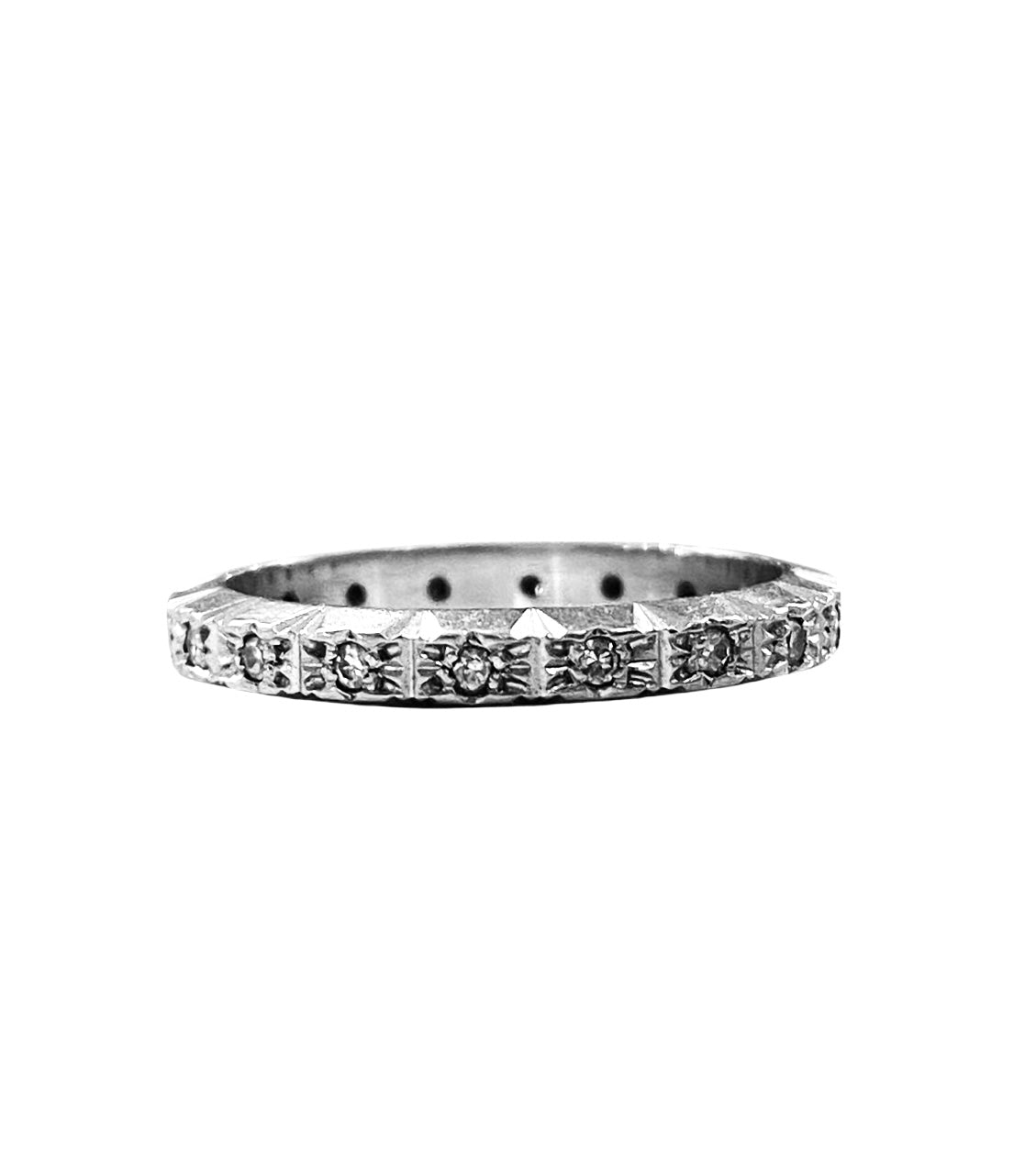 14ct 585 white gold diamond eternity ring . ring size M