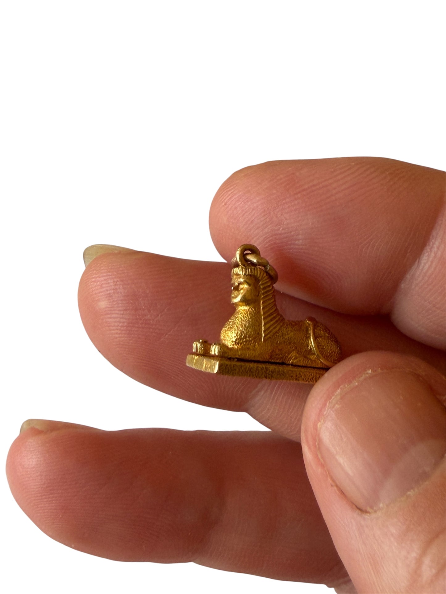 9ct vintage sphinx charm opening with mummy inside. circa 1952 3.22g by PPLD