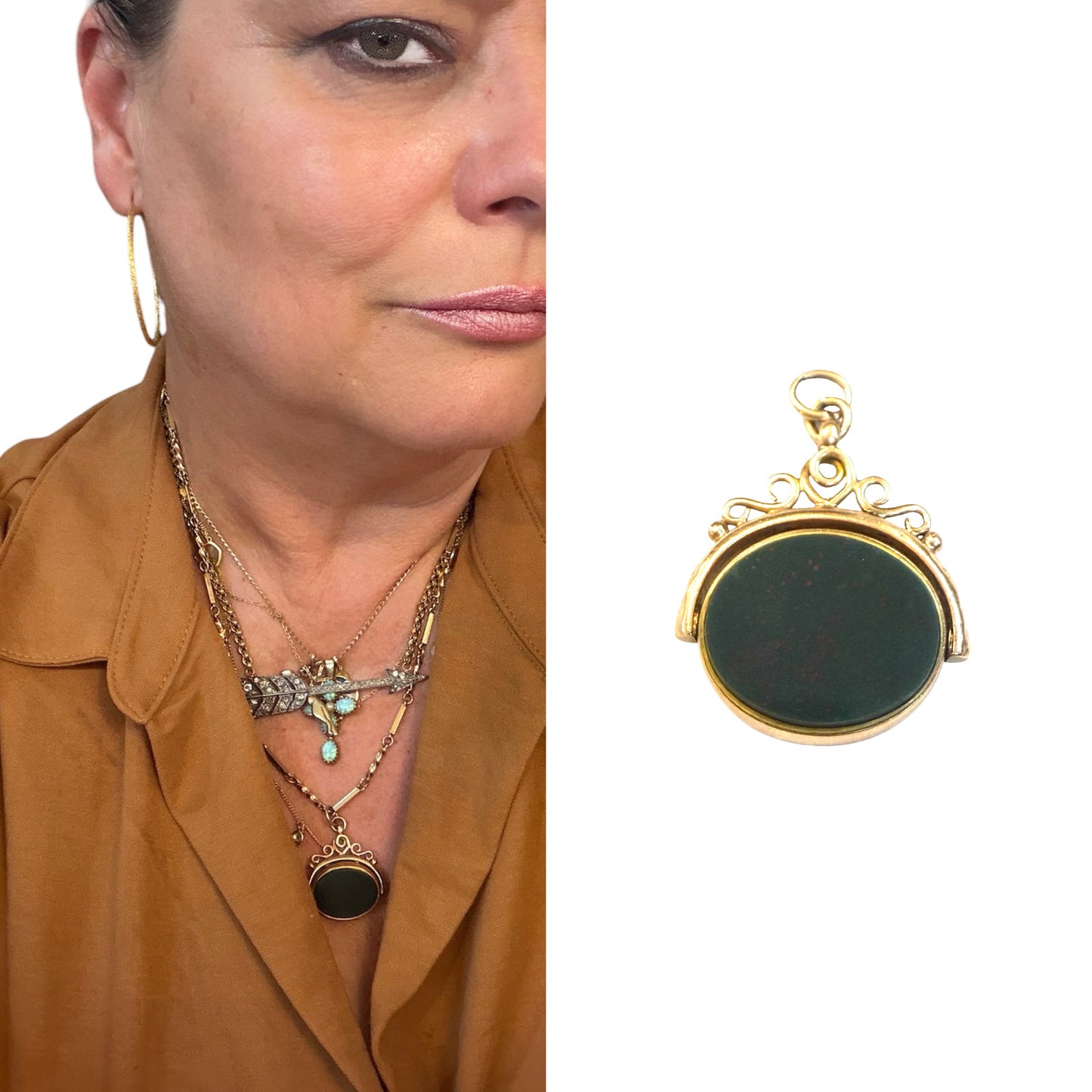 9ct vintage fob / locket pendant charm circa 1910. 8.5g
