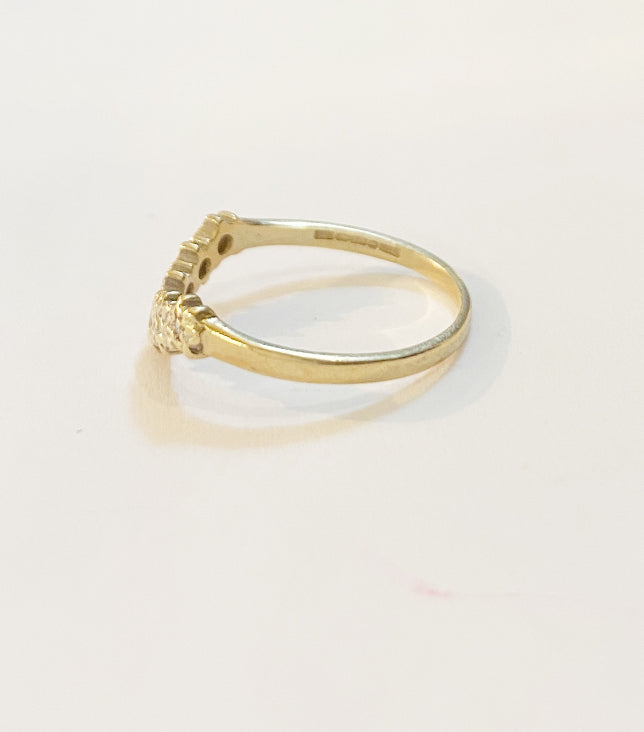 9ct vintage diamond wishbone ring size N 1/2