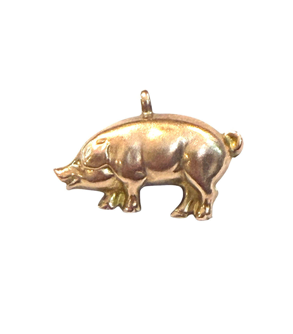 9ct vintage rose gold pig charm, hollow charm, 1.34g